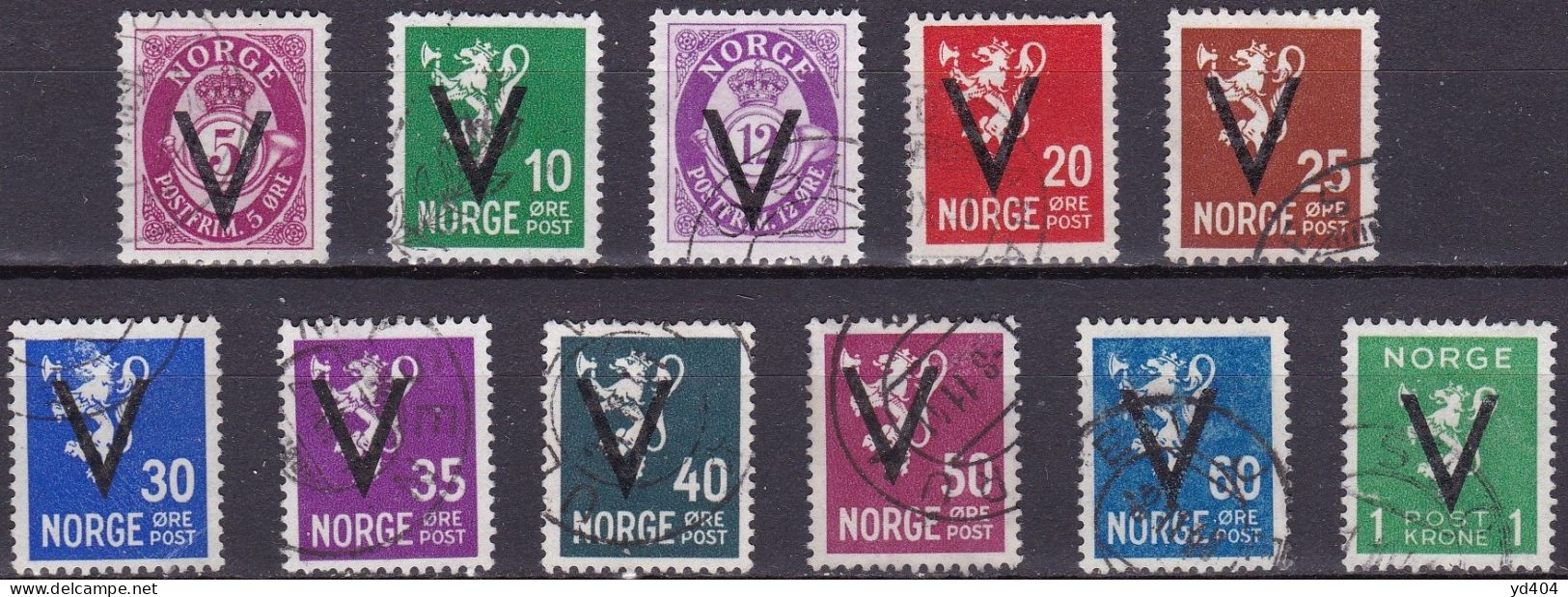 NO039A – NORVEGE - NORWAY – 1941 – VICTORY OVERPRINT ISSUE Without WM – SC # 226/234 USED 57,75 € - Gebraucht