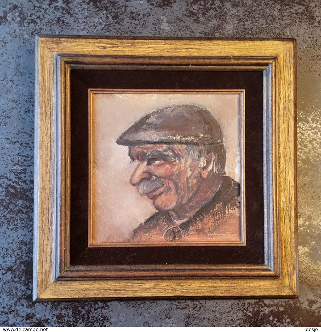 Opwijk Schilderij Mannenkop 1975 Door Bert Van Den Broeck (1917-1989) - Disegni