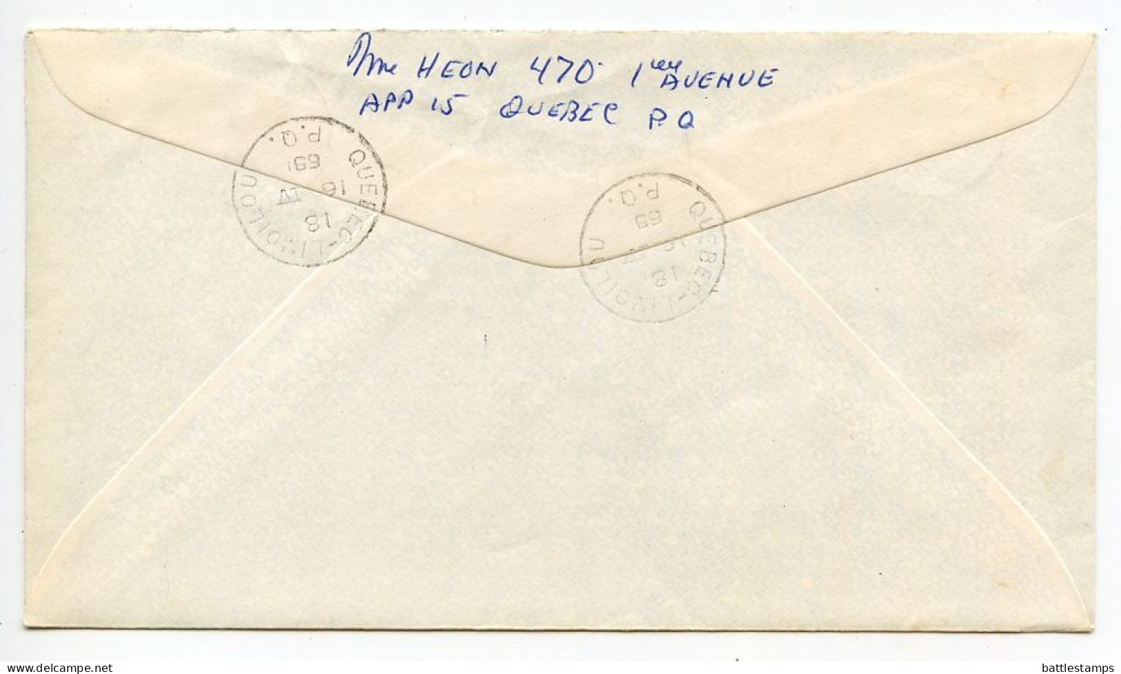 Canada 1969 Registered & Uprated 5c. QEII Postal Envelope - Quebec-Limoilou To Quebec, P.Q. - 1953-.... Regering Van Elizabeth II