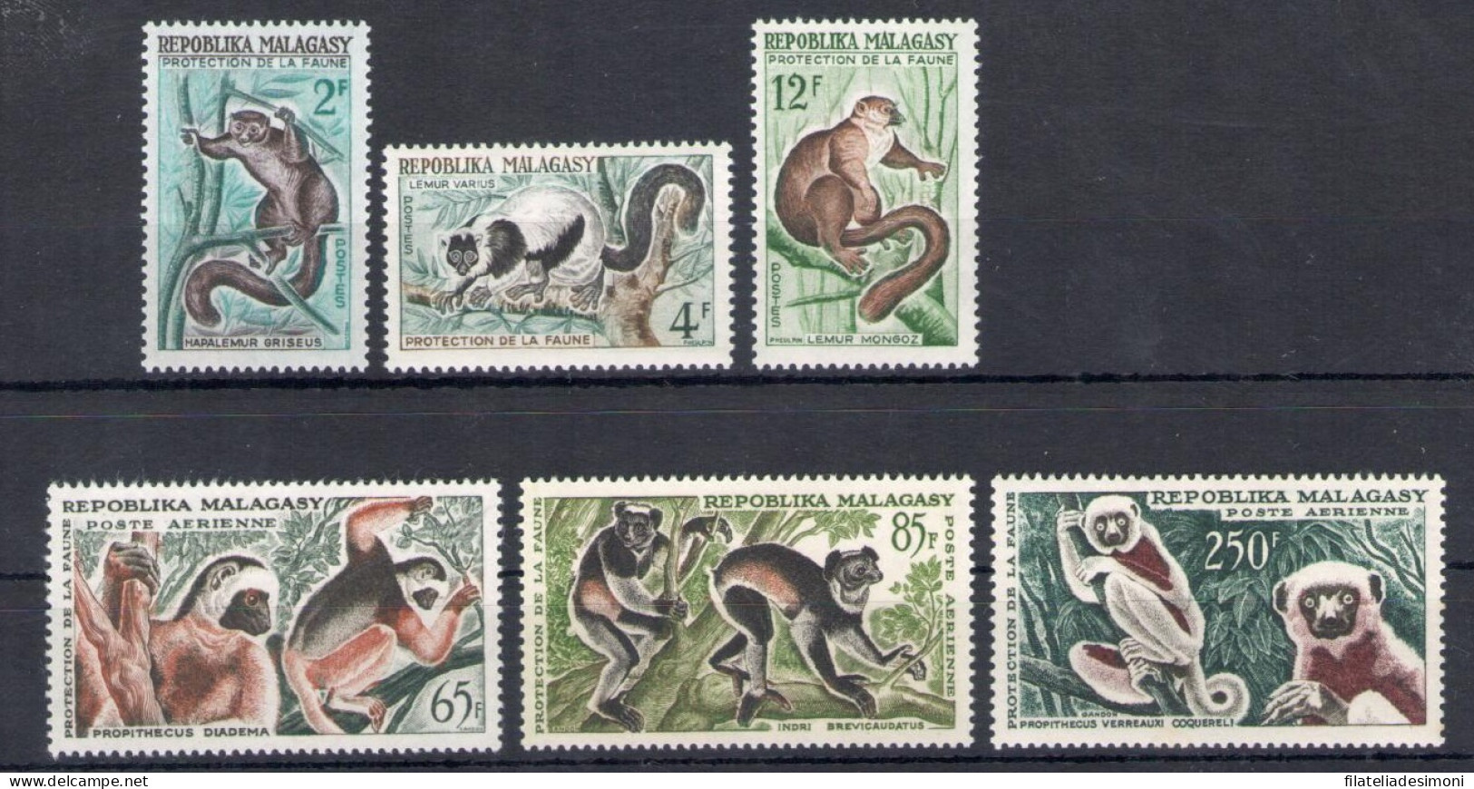 1961 Madagascar- Yvert N. 357/59+PA 84/86 - Lemuri - MNH** - Altri & Non Classificati