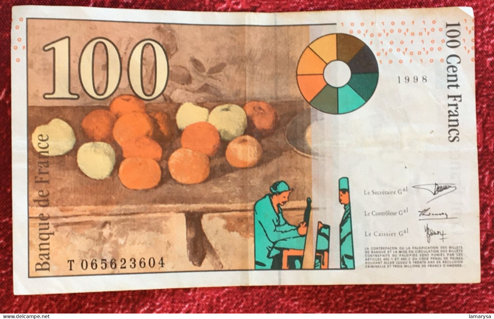 Monnaie & Billet De Banque Bank-Billet De France 1998 ''Francs''  Dernière Gamme  100 F 1997-1998 ''Cézanne'' - 100 F 1997-1998 ''Cézanne''