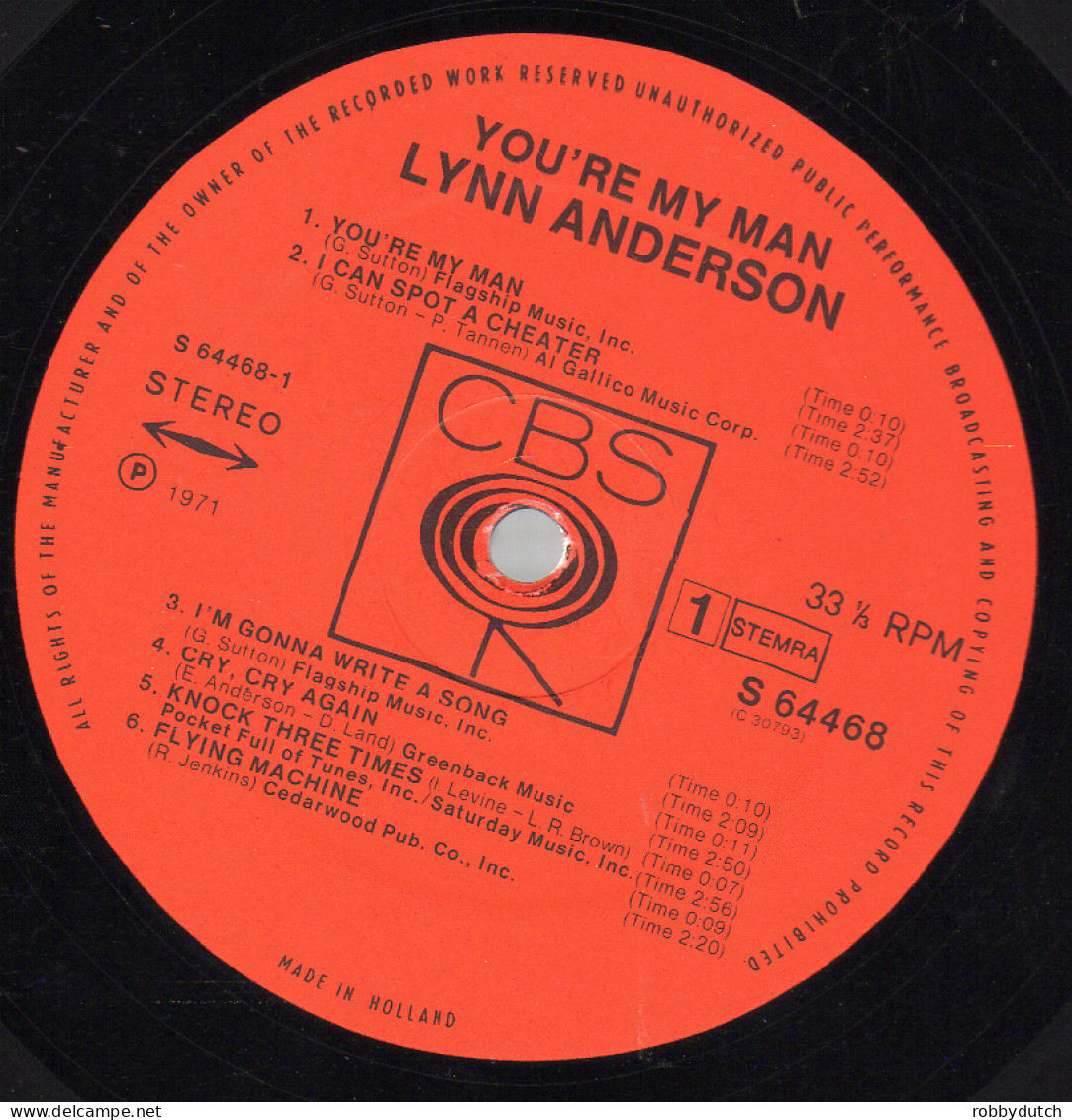 * LP *  LYNN ANDERSON - YOU' RE MY MAN (Holland 1971) - Country Y Folk