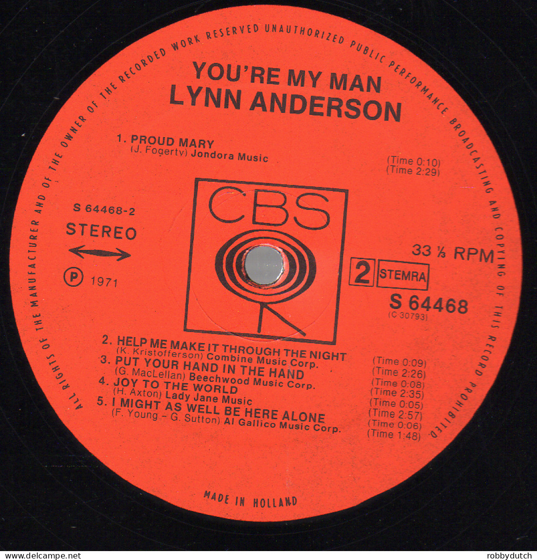 * LP *  LYNN ANDERSON - YOU' RE MY MAN (Holland 1971) - Country Et Folk