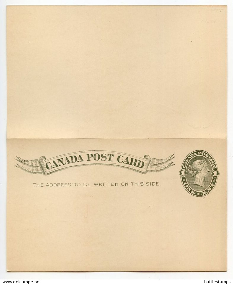 Canada 1890's Mint Postal Reply Card - 1c. Queen Victoria, Unitrade UY10 - 1860-1899 Reign Of Victoria