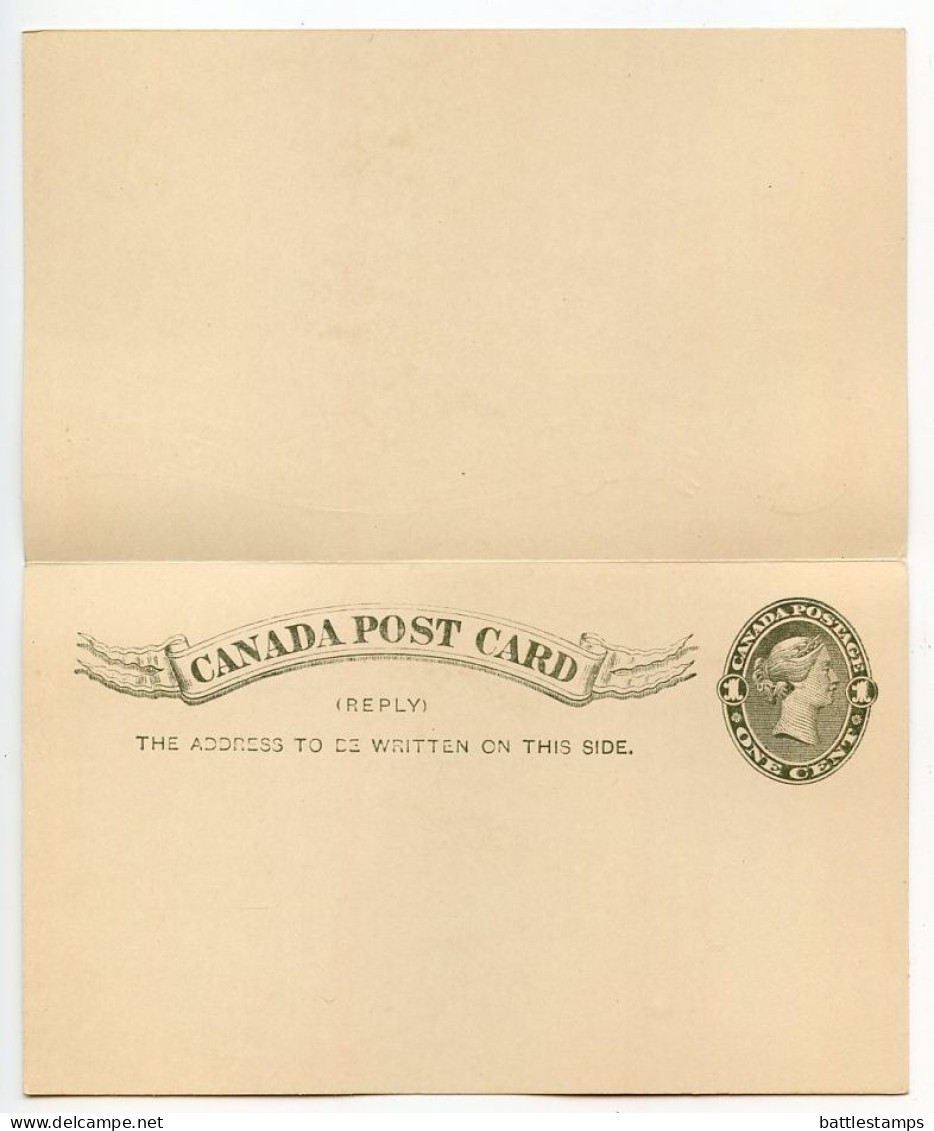 Canada 1890's Mint Postal Reply Card - 1c. Queen Victoria, Unitrade UY10 - 1860-1899 Regering Van Victoria