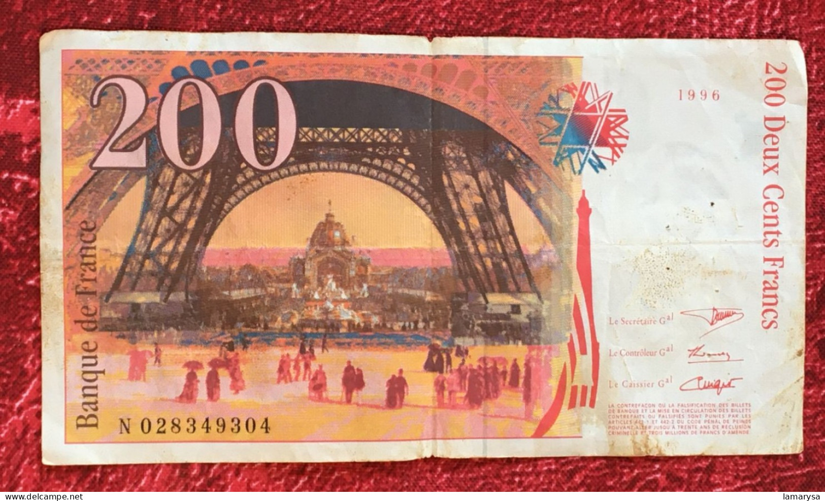 Monnaie & Billet De Banque Bank-Billet De France 1996 Dernière Gamme 200 F 1995-1999 ''Eiffel'' - 200 F 1995-1999 ''Eiffel''