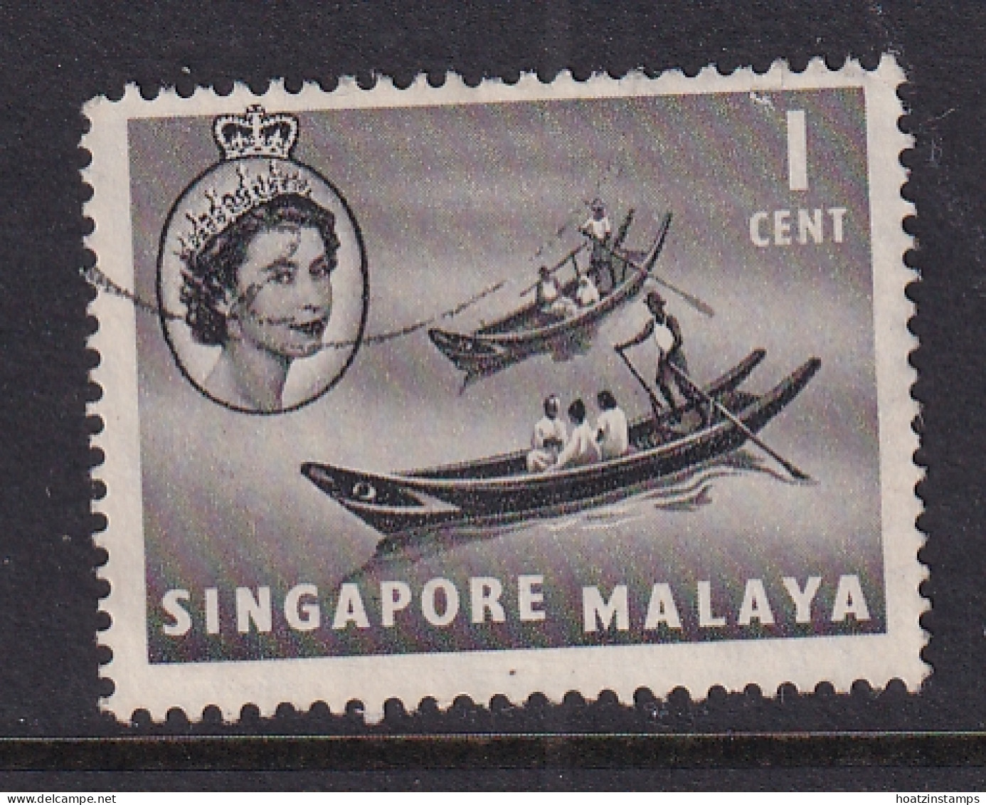 Singapore: 1955/59   QE II - Pictorial - Boat   SG38    1c    Used - Singapore (...-1959)