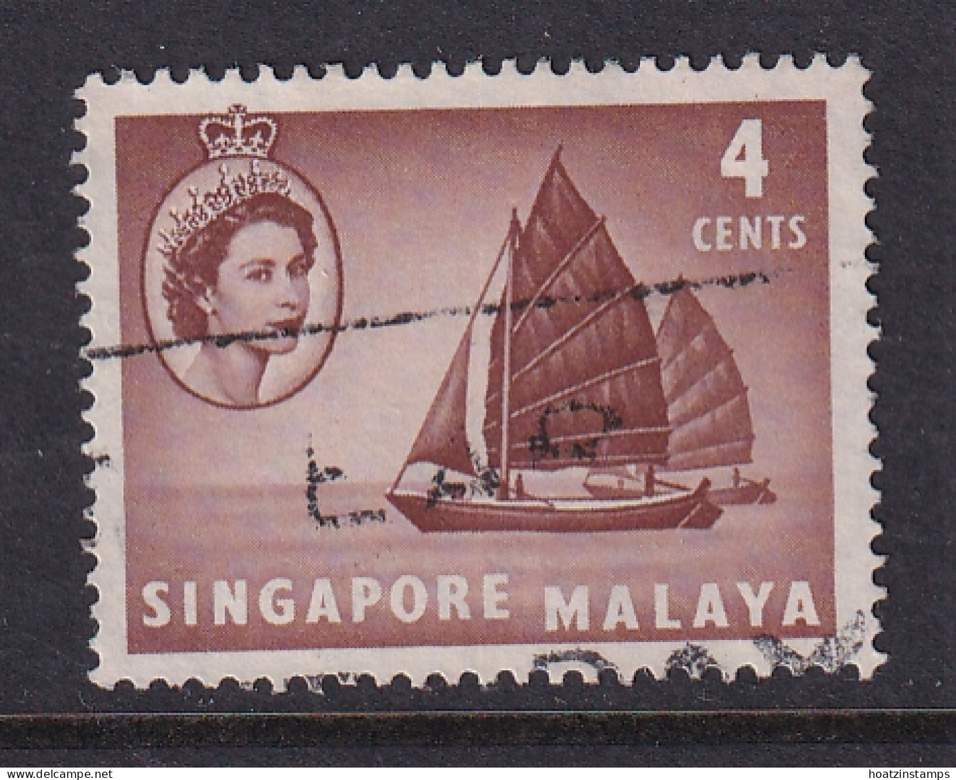 Singapore: 1955/59   QE II - Pictorial - Boat   SG40    4c    Used - Singapour (...-1959)