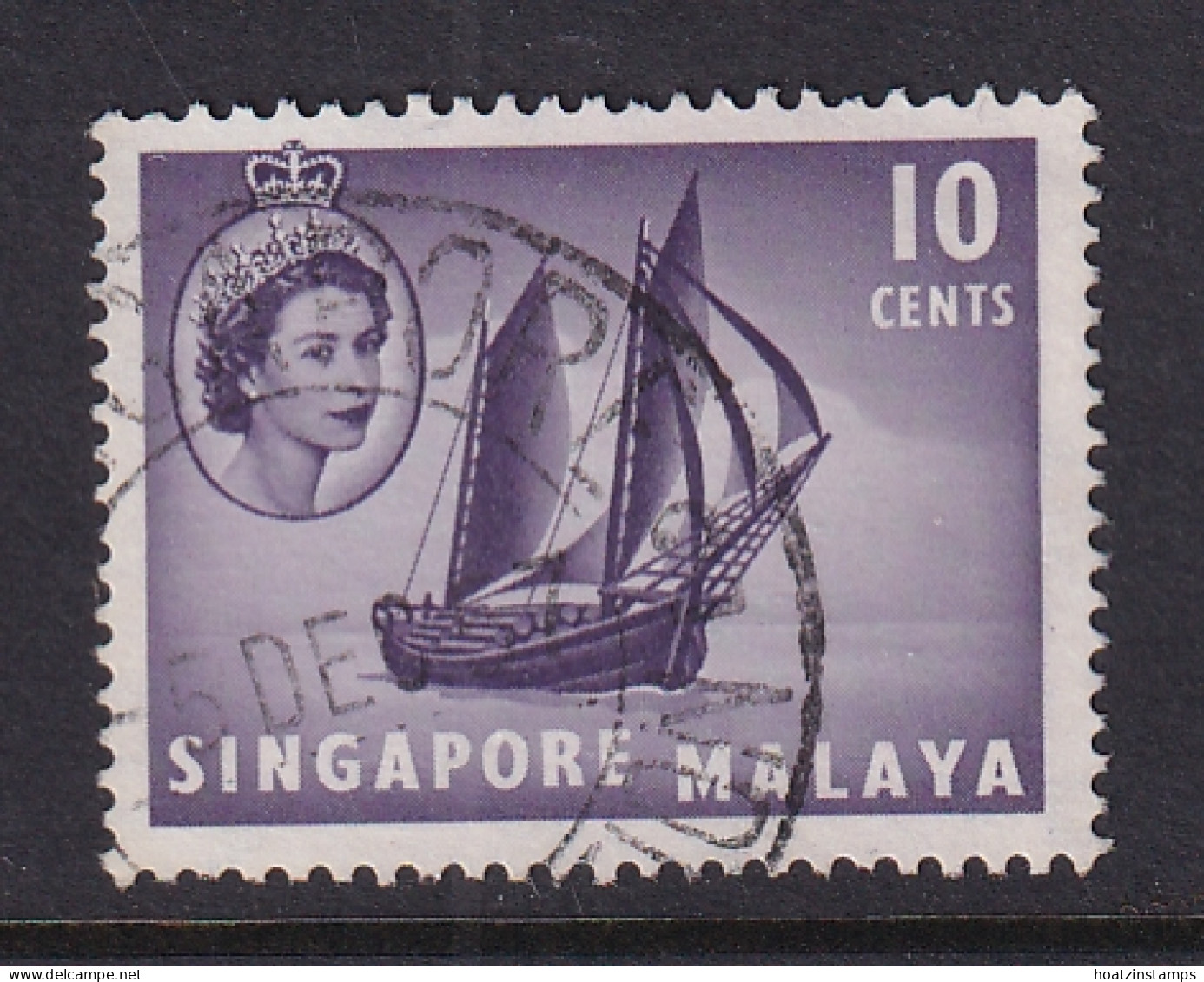 Singapore: 1955/59   QE II - Pictorial - Boat   SG44    10c    Used - Singapour (...-1959)
