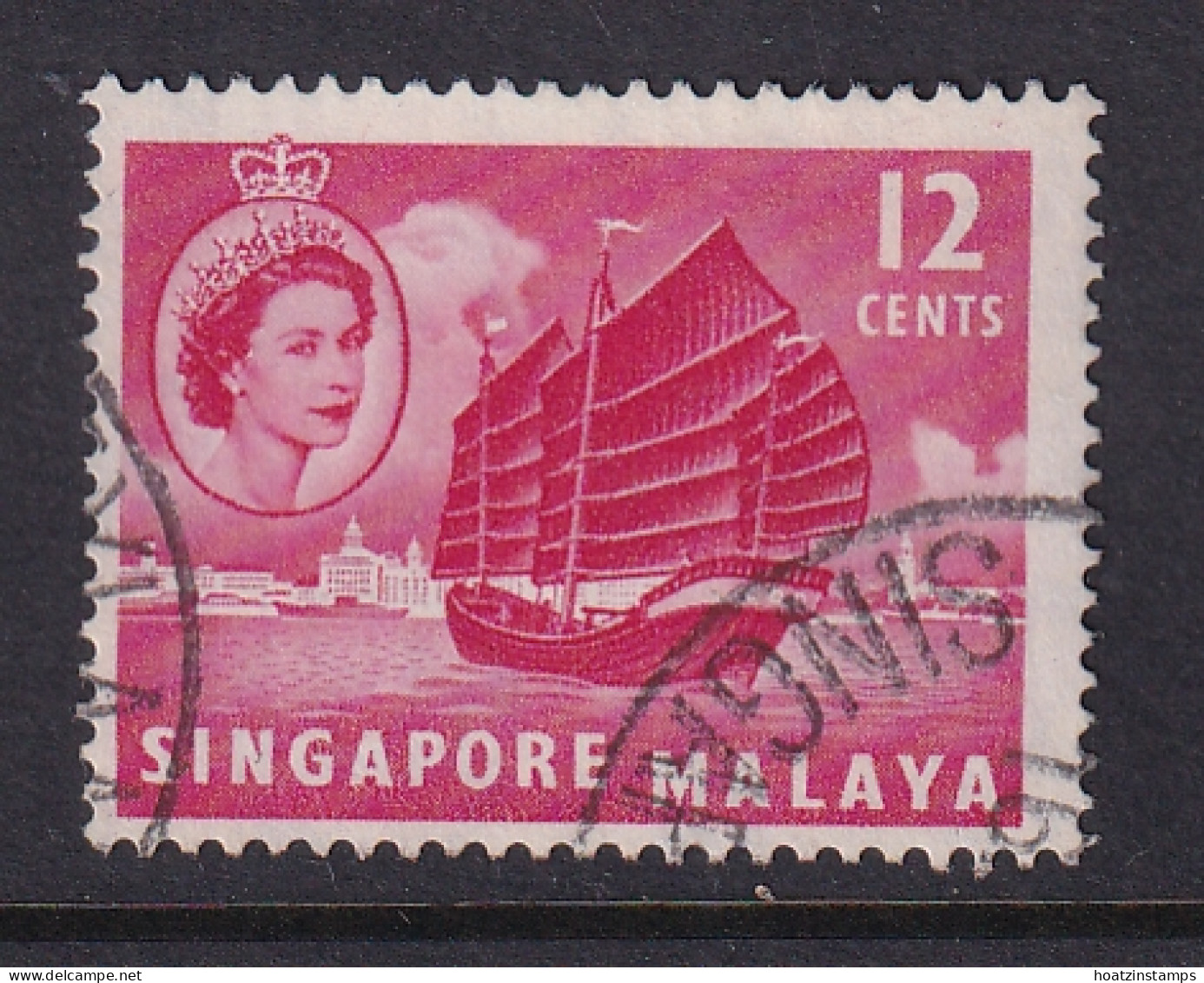 Singapore: 1955/59   QE II - Pictorial - Boat   SG45    12c    Used - Singapore (...-1959)