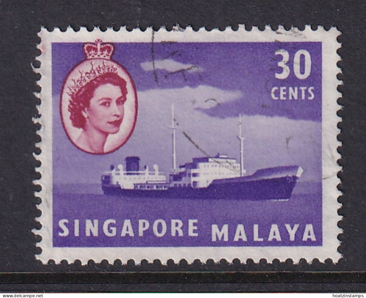 Singapore: 1955/59   QE II - Pictorial - Boat   SG48    30c    Used - Singapore (...-1959)