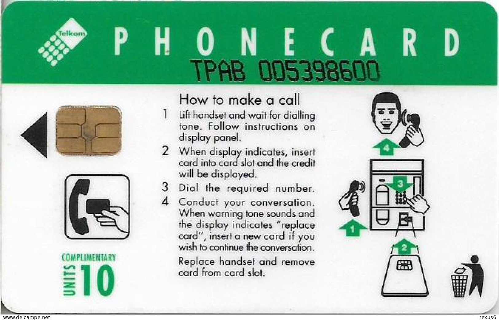 S. Africa - Telkom - Girl On Payphone, (Cn. In 2 Parts, Normal 0, Bold), Chip Siemens S30, 1995, 10R, Used - Afrique Du Sud