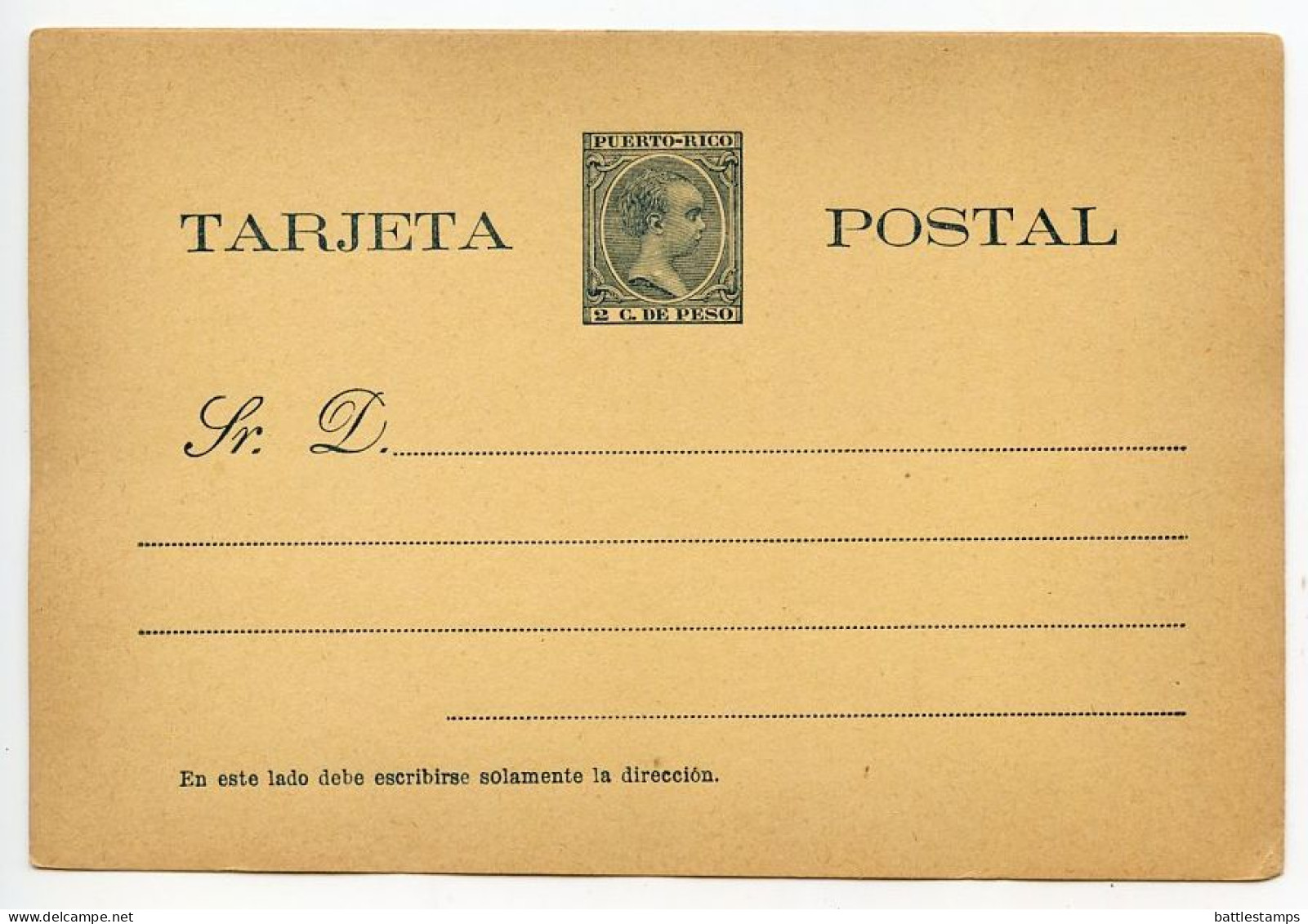 Puerto Rico 1890's Mint Postal Card - 2c. Alfonso XIII - Puerto Rico