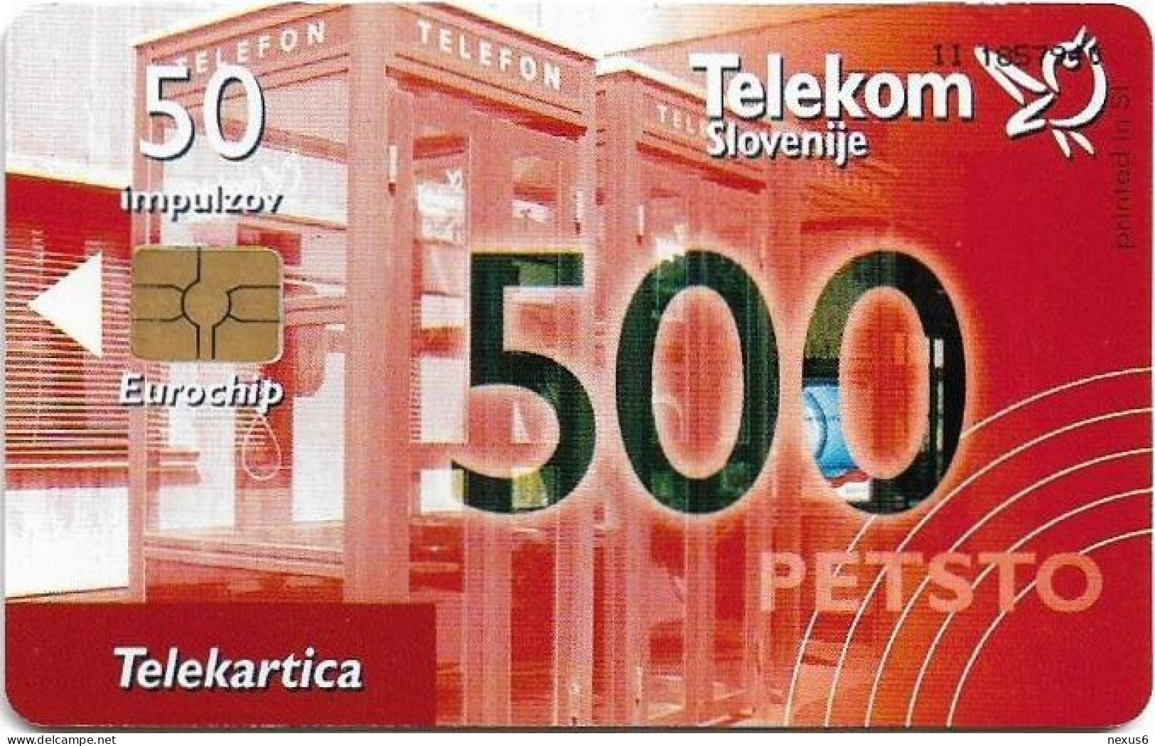 Slovenia - Telekom Slovenije - Jubilejna Petstota Telekartica, Gem5 Black, 07.2003, 50Units, 5.000ex, Used - Slovénie