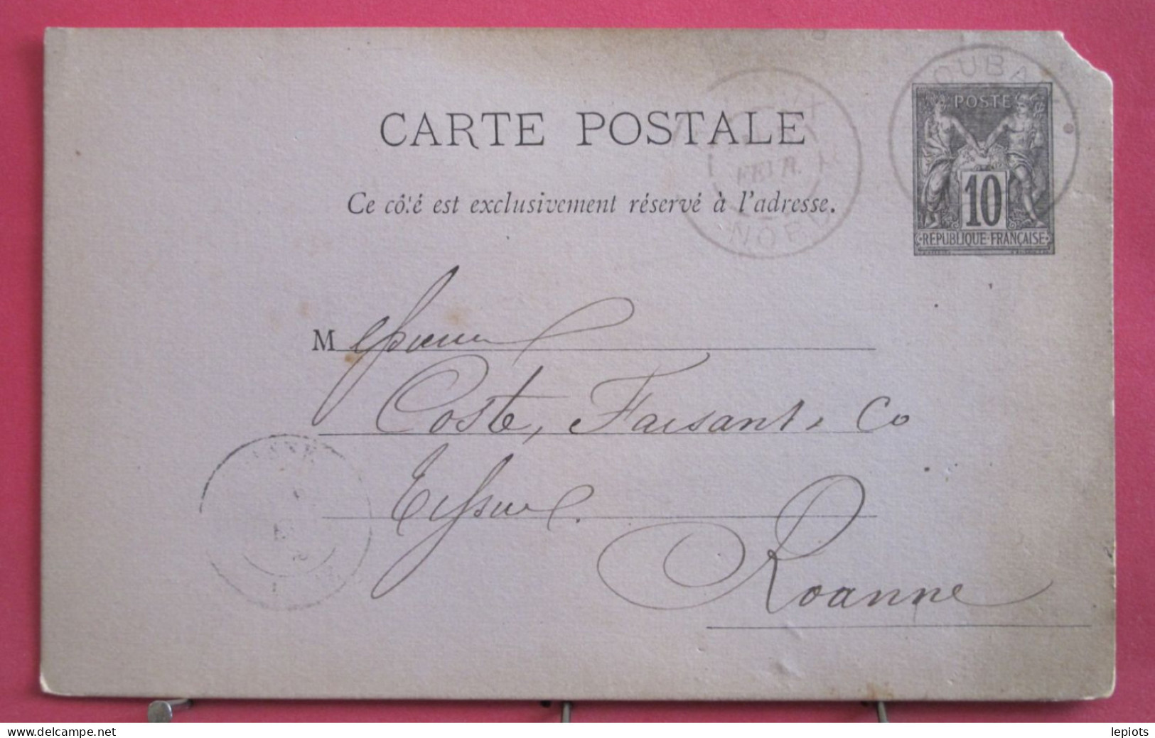 Entier Postal Type Sage - De Roubaix à Roanne - 1889 - Voorloper Kaarten