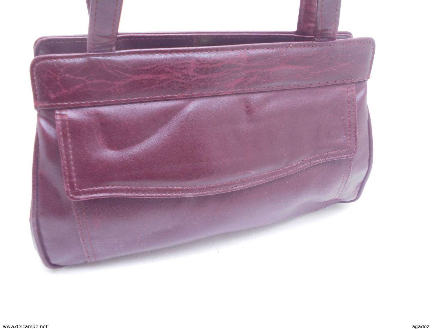 Sac  Bordeau Vintage En Cuir Fermeture Clip. - Maroquinerie