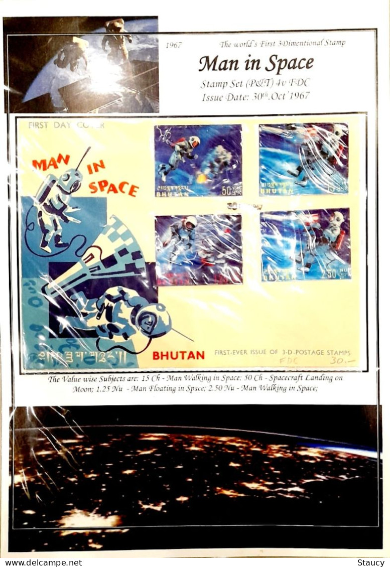 BHUTAN 1967 COLLECTION Of 3d MAN In SPACE 12v Set +3 Imperf SS +3 Perf SS +3 Off FDC's +5 Agency SS FDC + Regd Cover - Collezioni