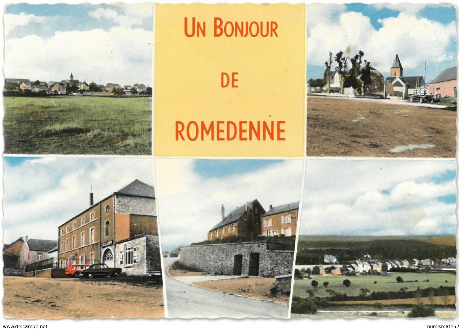 CPSM ROMEDENNE - Un Bonjour De Romedenne - Multi Vues - 5 Vues - Ed. Papeteries Lutte Frères - Philippeville