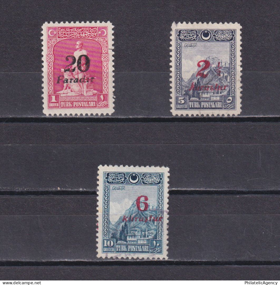 TURKEY 1929, Sc #673-675, Overprints, MH/Used - Unused Stamps