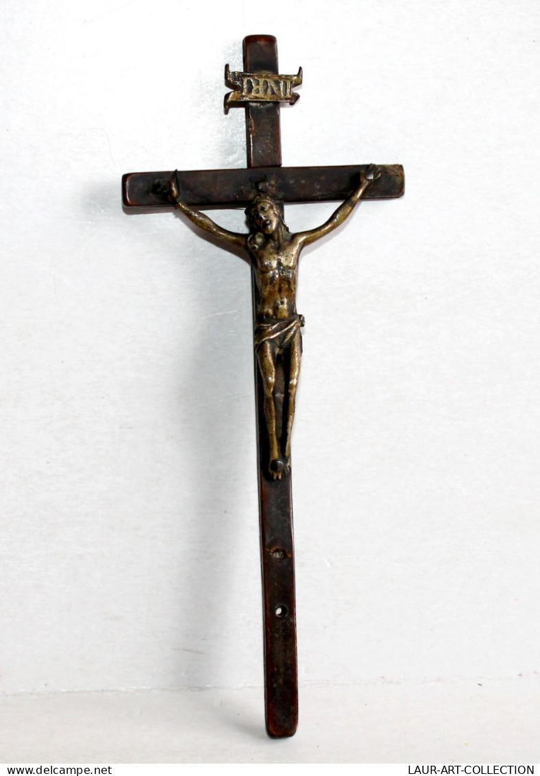 CRUCIFIX JESUS CHRIST CRUCIFIÉ En BRONZE, CROIX D’EGLISE DEBUT XXe En BOIS 18cm / RELIGION ET ESOTERISME  (0901.9) - Religion & Esotérisme