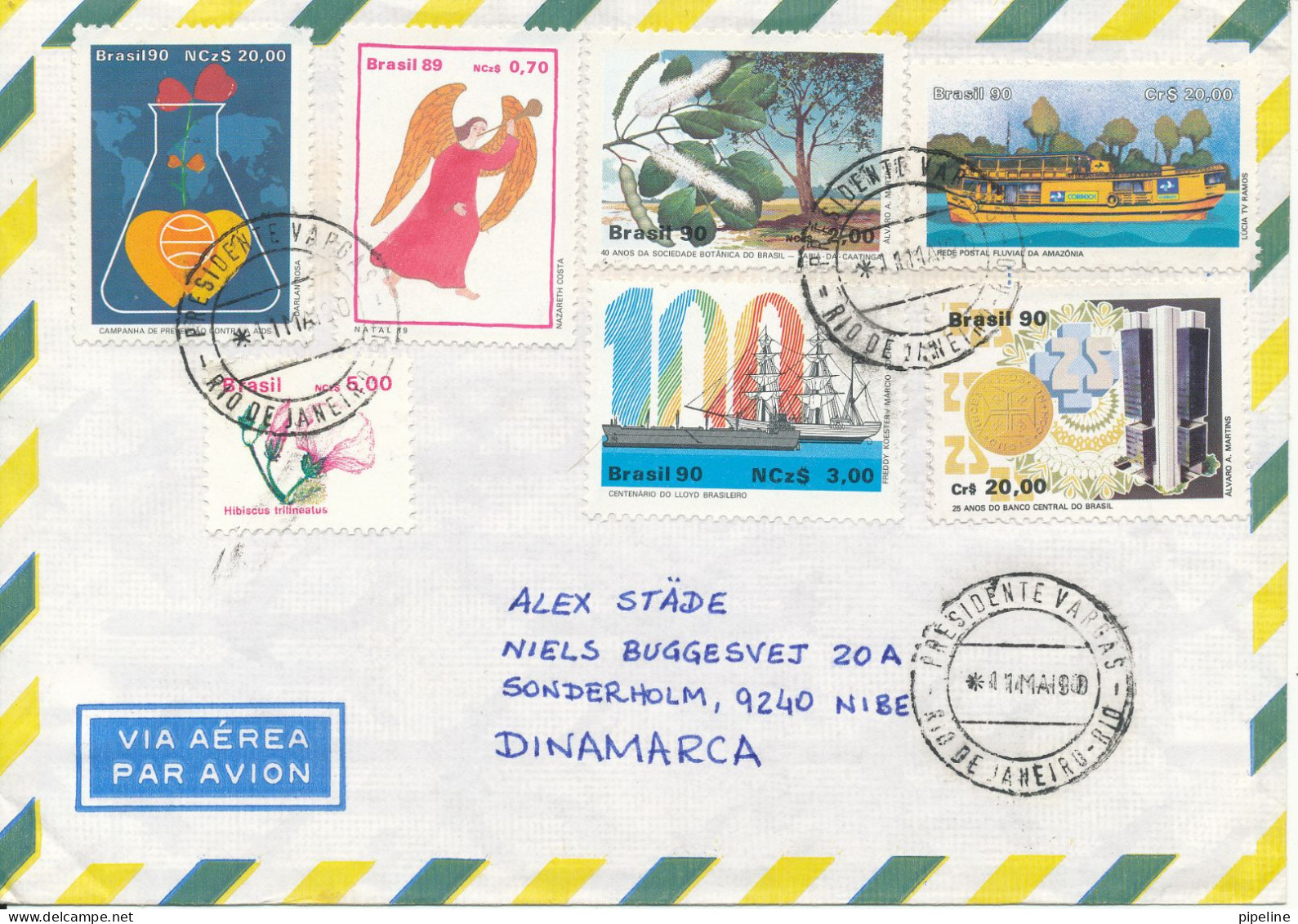 Brazil Air Mail Cover Sent To Denmark Rio De Janairo 11-5-1990 Topic Stamps - Luchtpost