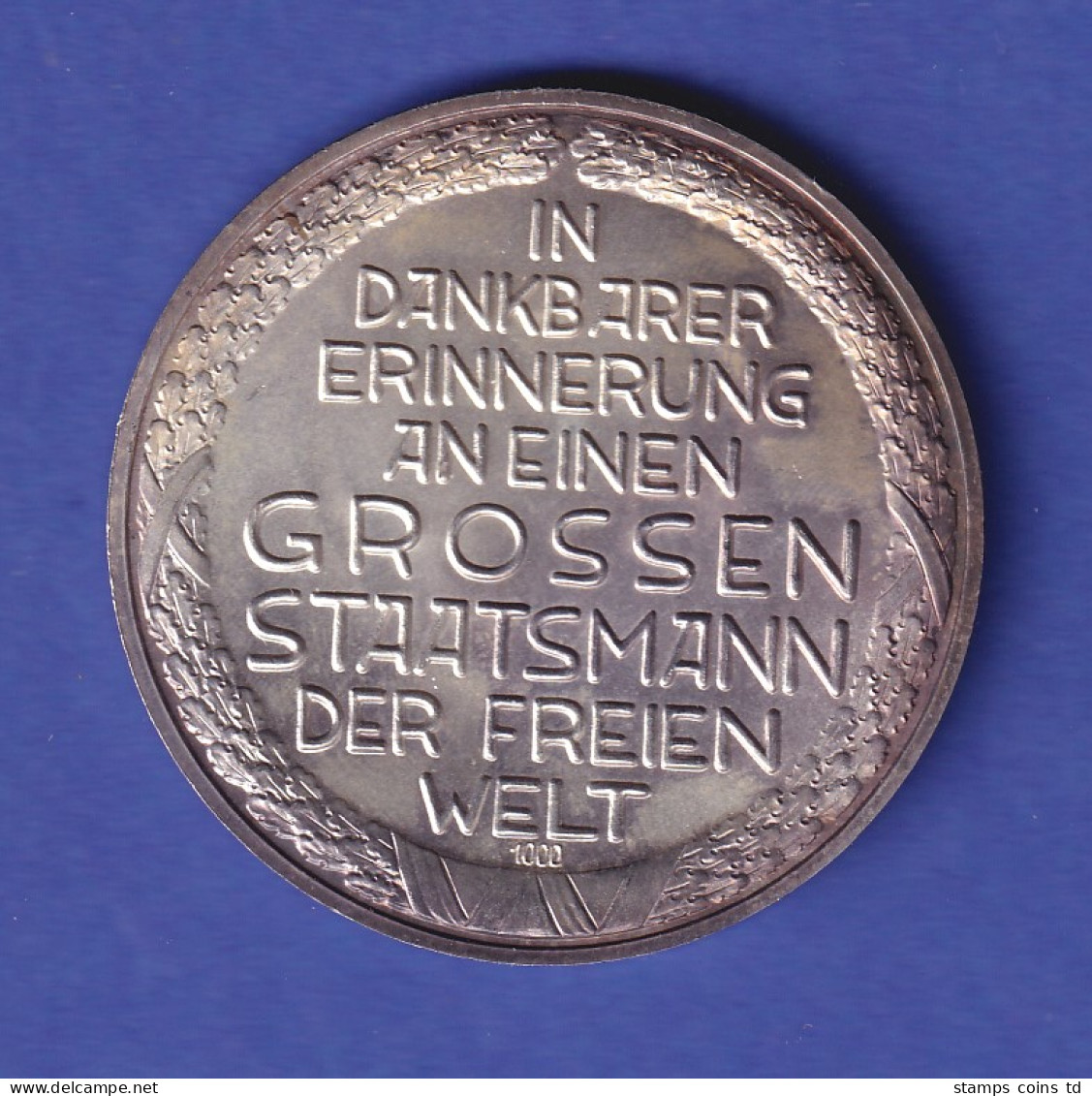 Silbermedaille Zur Erinnerung An Konrad Adenauer 25gAg1000 - Non Classés