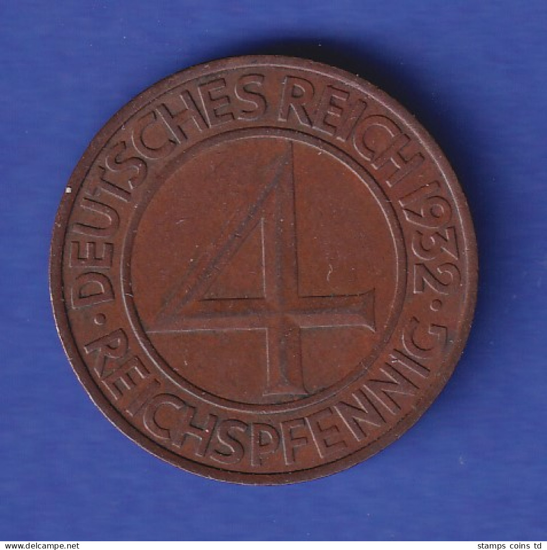 Deutsches Reich Kursmünze 4 Reichspfennig 1932 F Vz - Altri & Non Classificati