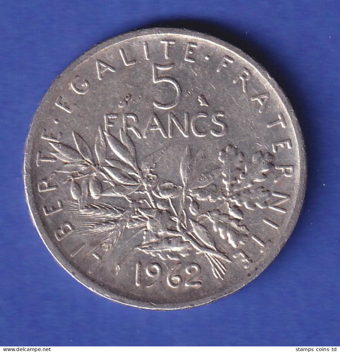 Frankreich Silbermünze 5 Francs Säende Marianne 1962 - Autres & Non Classés