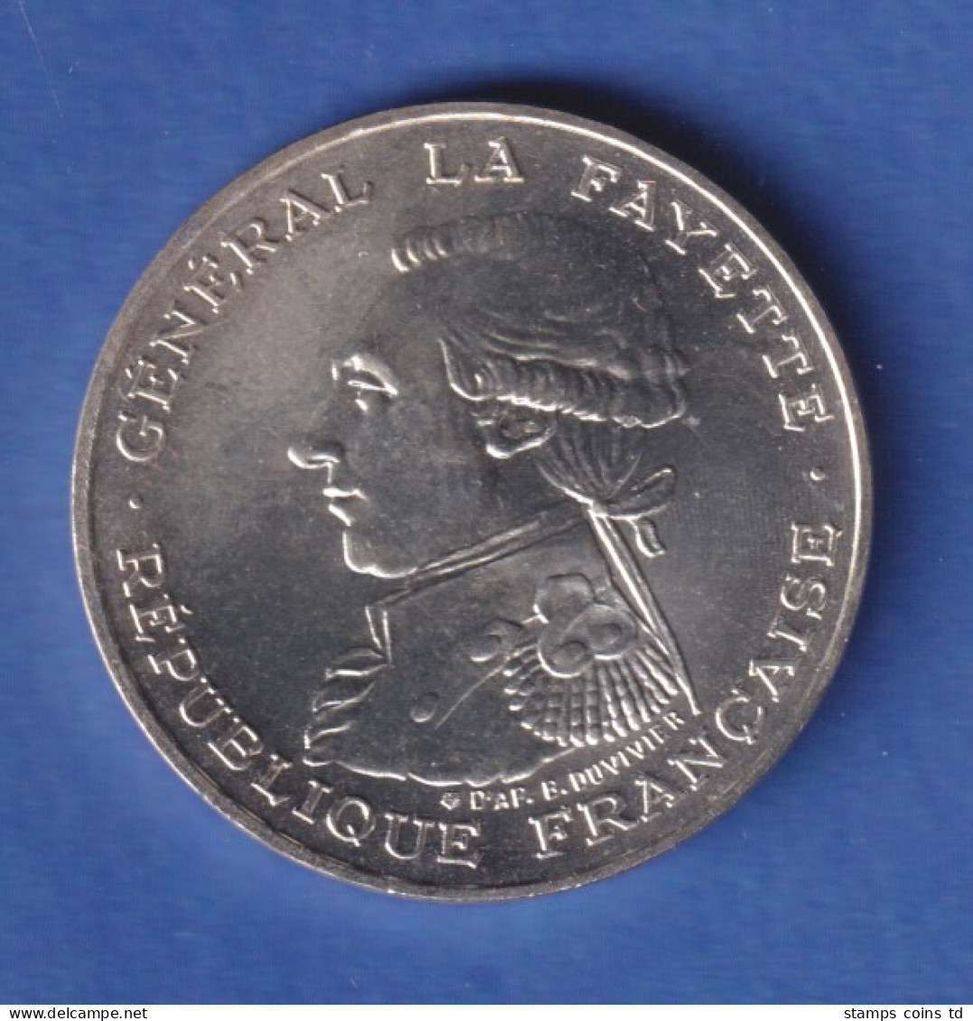 Frankreich 1987 Silbermünze 100 Franc General La Fayette  - Andere & Zonder Classificatie