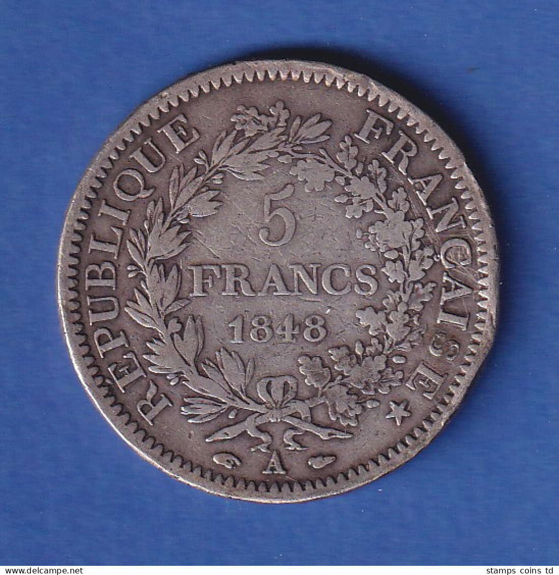 Frankreich Silbermünze 5 Franc Herkules-Gruppe 1848 - Autres & Non Classés