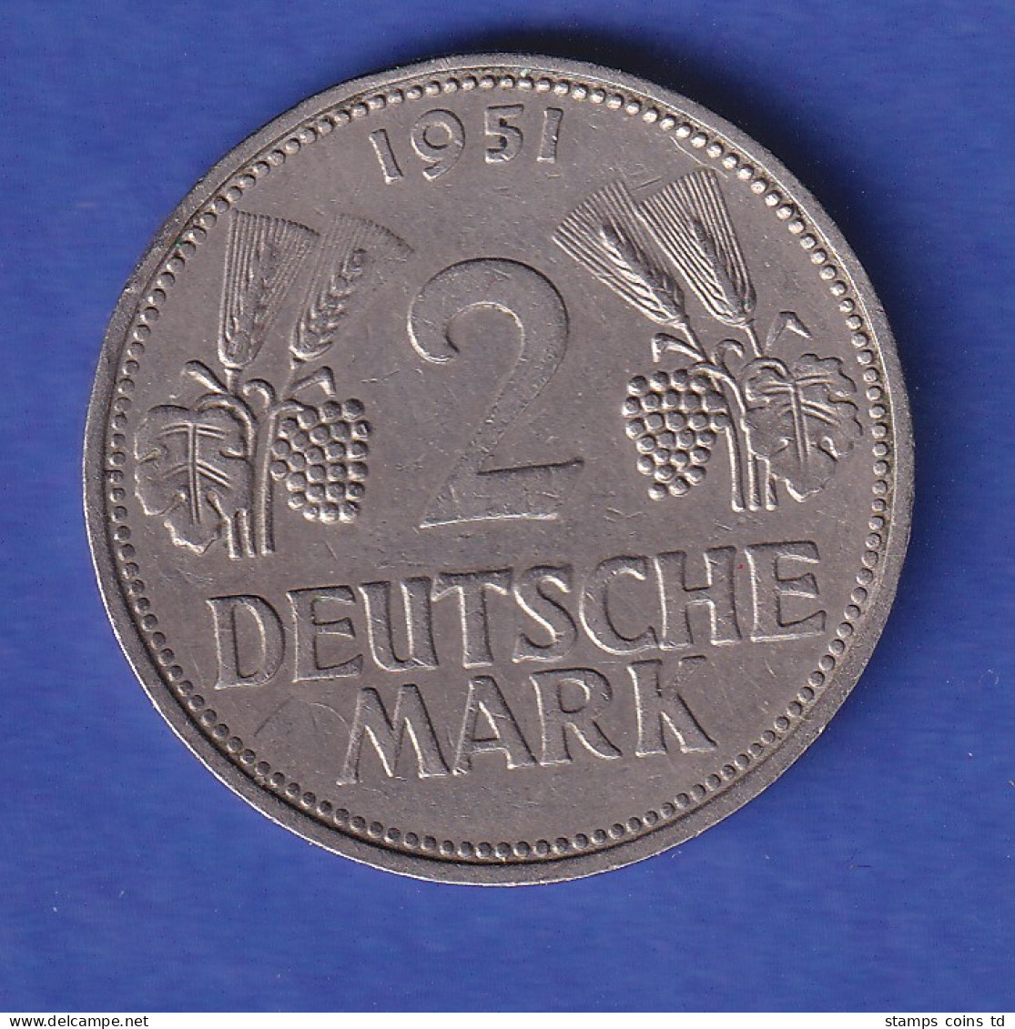 Bundesrepublik Kursmünze 2 DM - 1951 F - Other & Unclassified