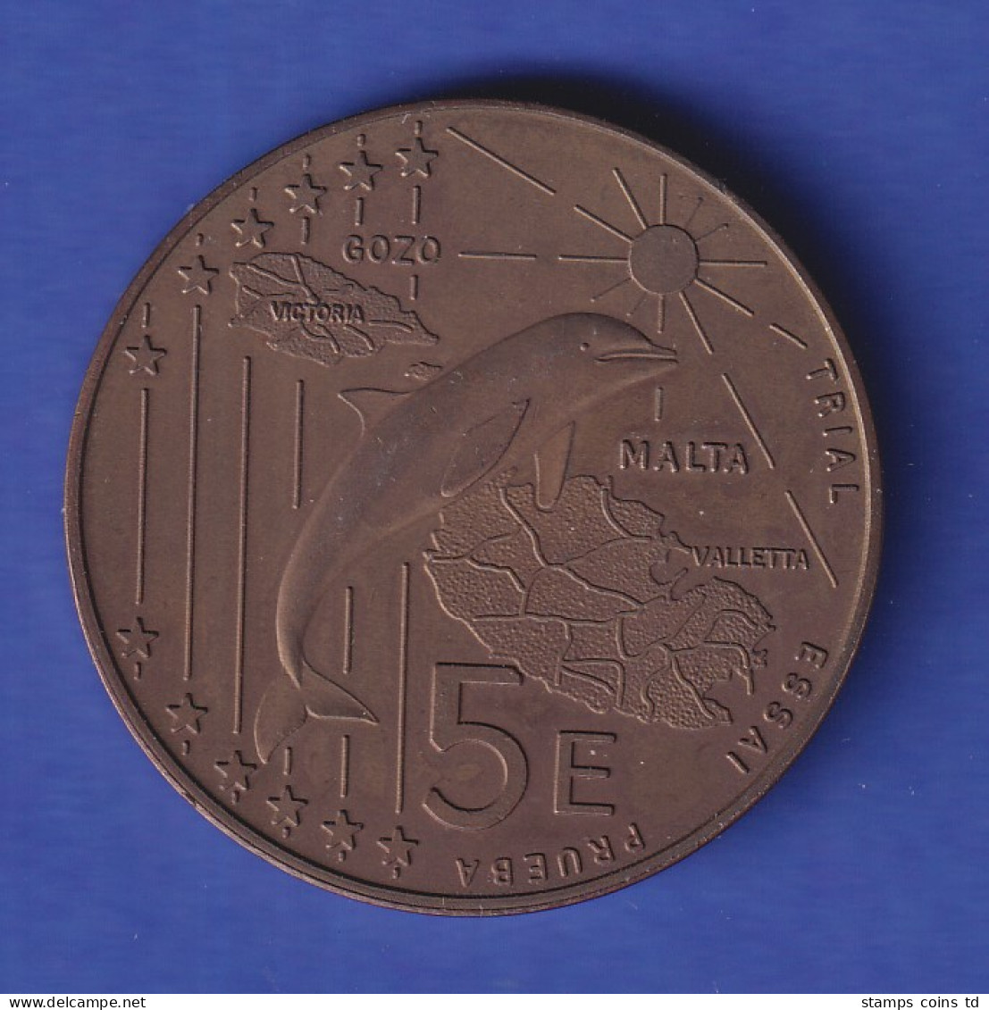 Malta 5 Euro Probeprägung Delphin Und Landkarte 2004 - Malte