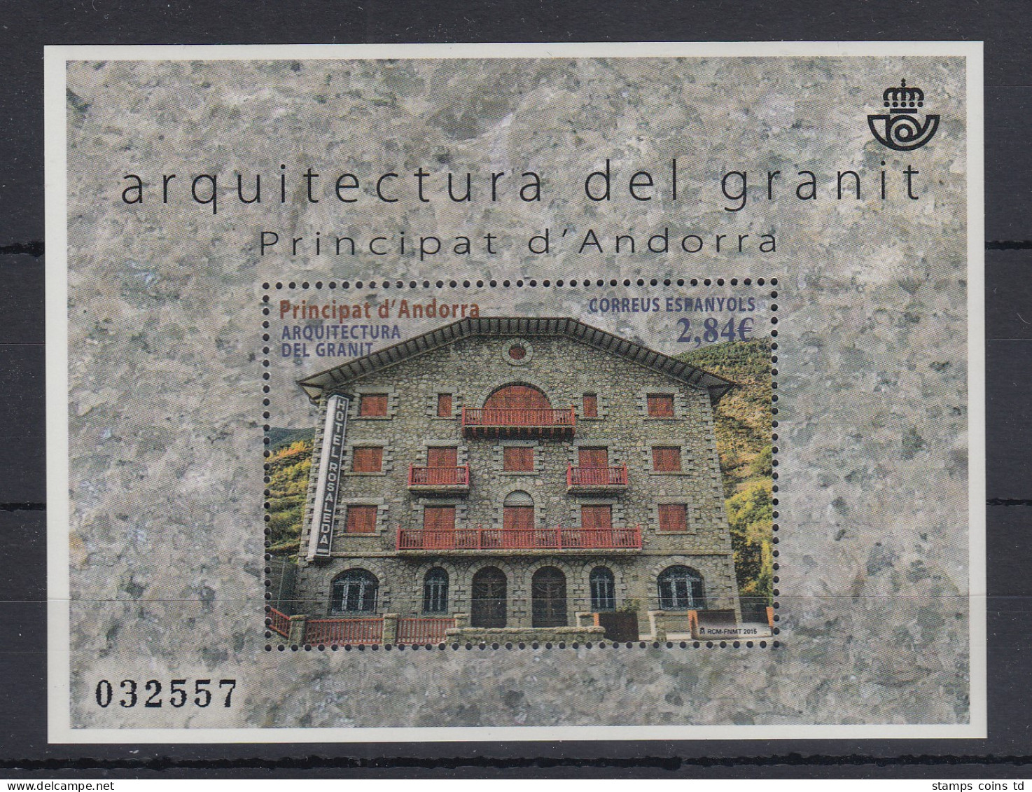 Andorra Spanische Post 2015 Granit-Architektur Mi.-Nr. Block 10 ** - Other & Unclassified