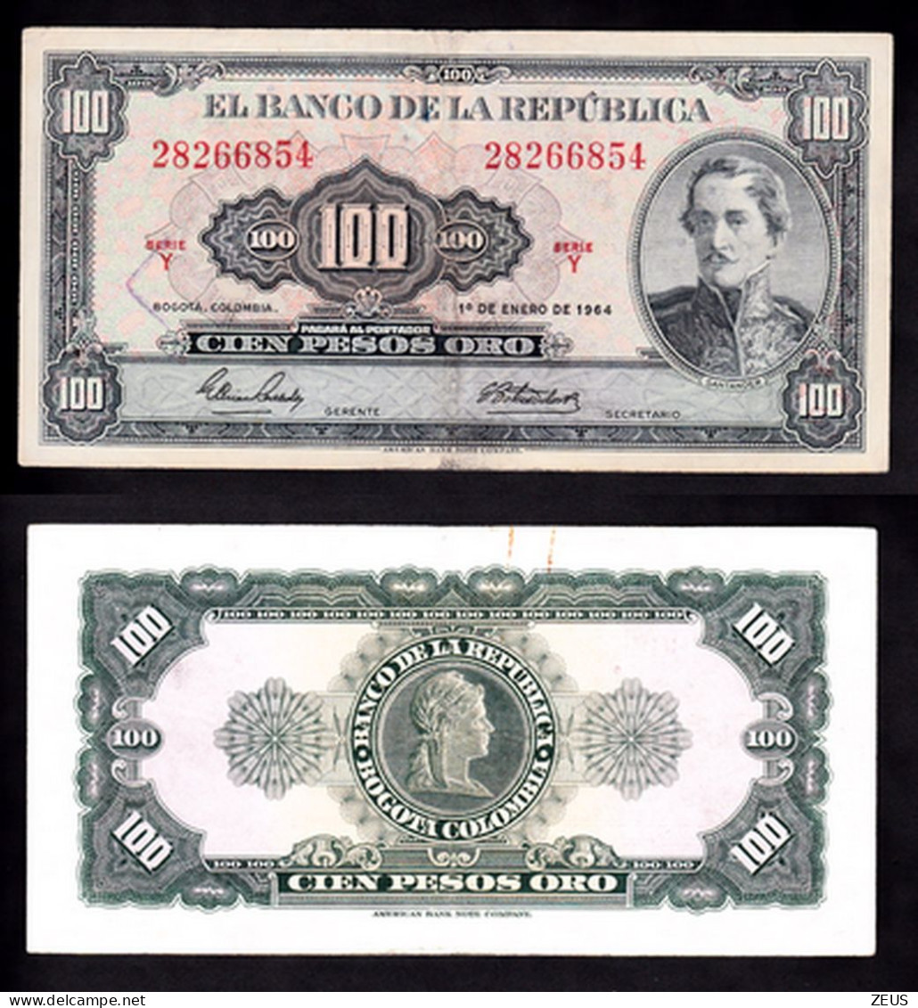 COLOMBIA 100 PESOS ORO 1964 PIK 403B BB - Kolumbien