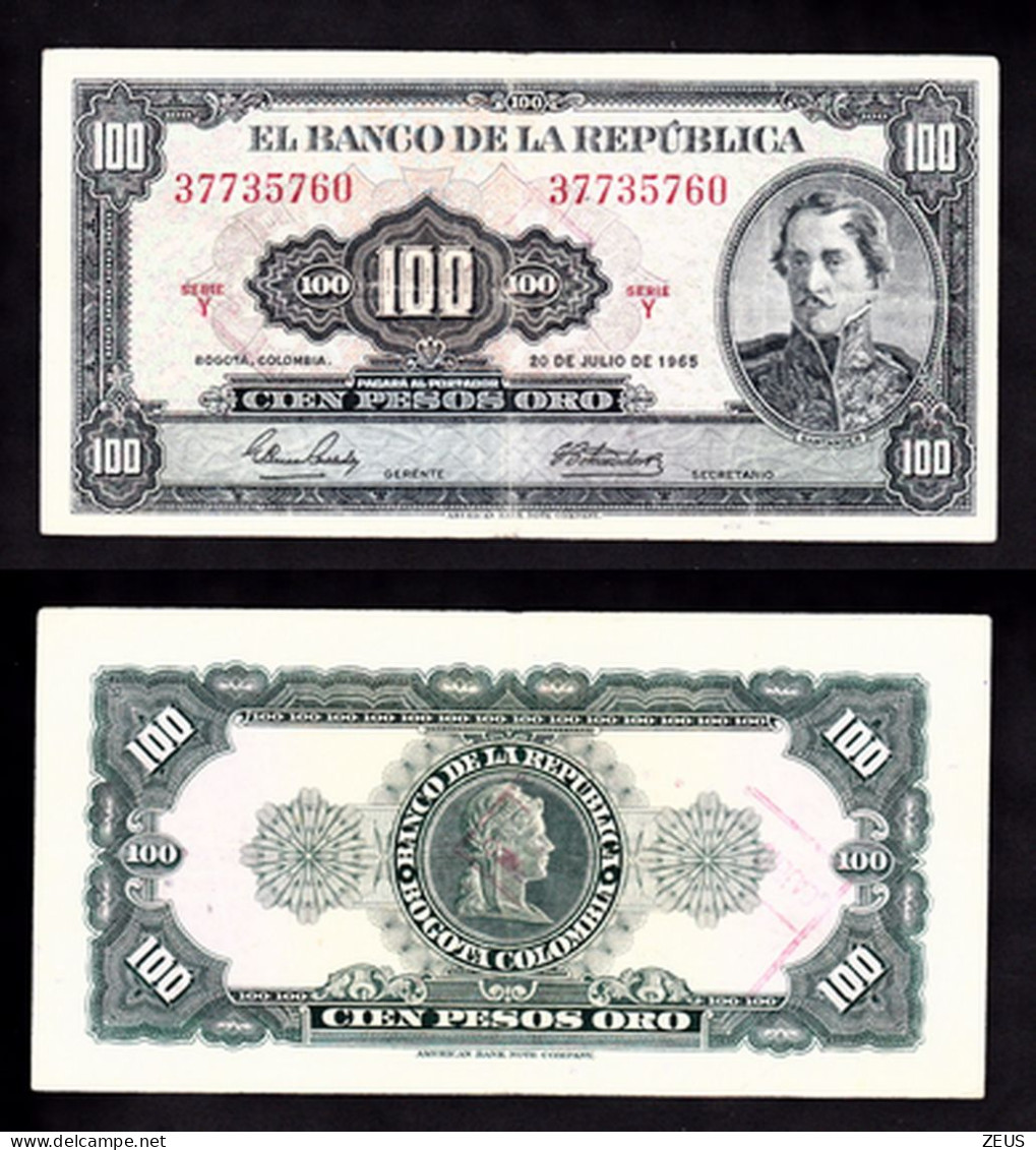 COLOMBIA 100 PESOS ORO 1965 PIK 403C BB - Kolumbien