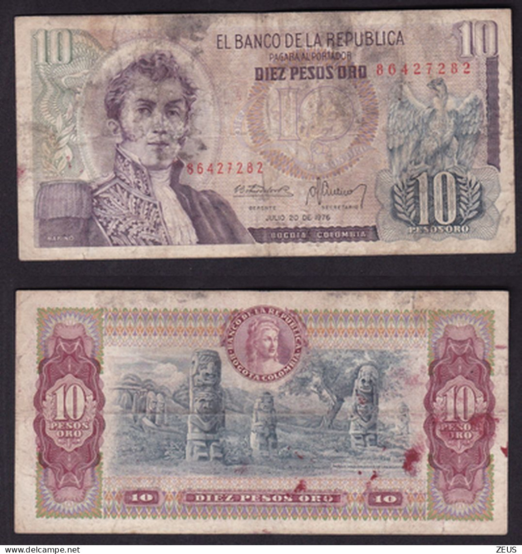 COLOMBIA 10 PESOS ORO 1976 PIK 407F QBB - Colombie