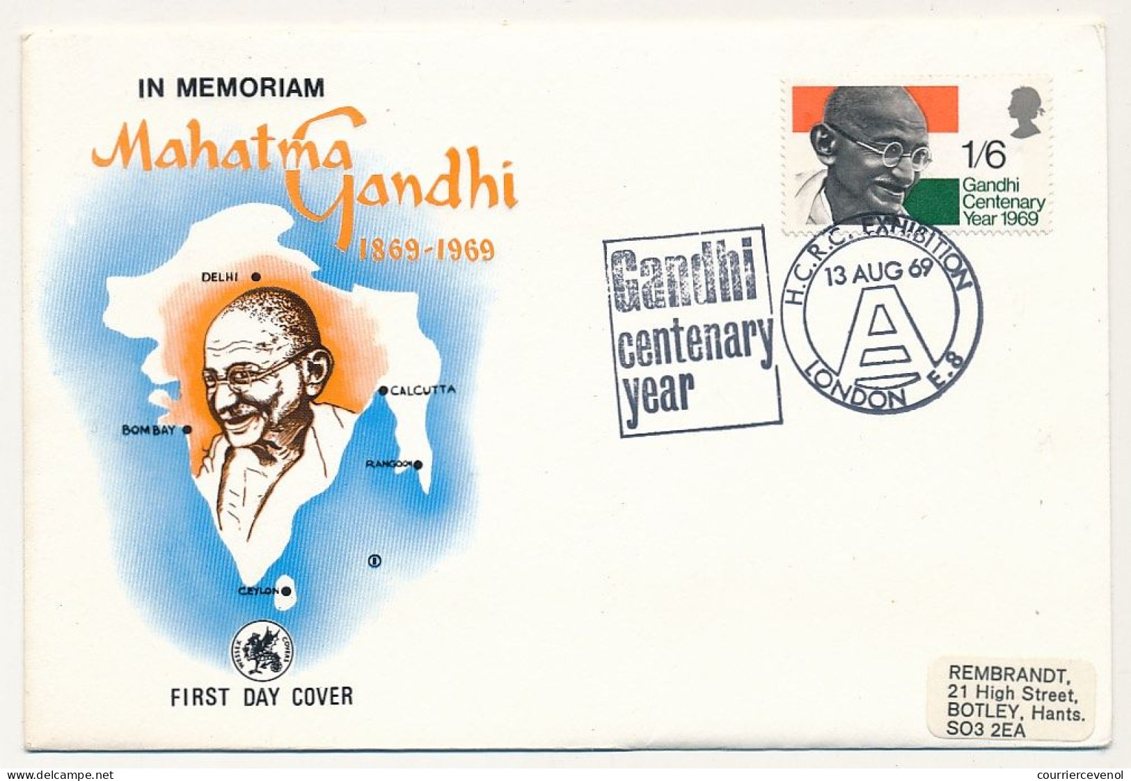 GRANDE BRETAGNE - Gandhi Centenary Year - London - 13 August 1969 - Mahatma Gandhi