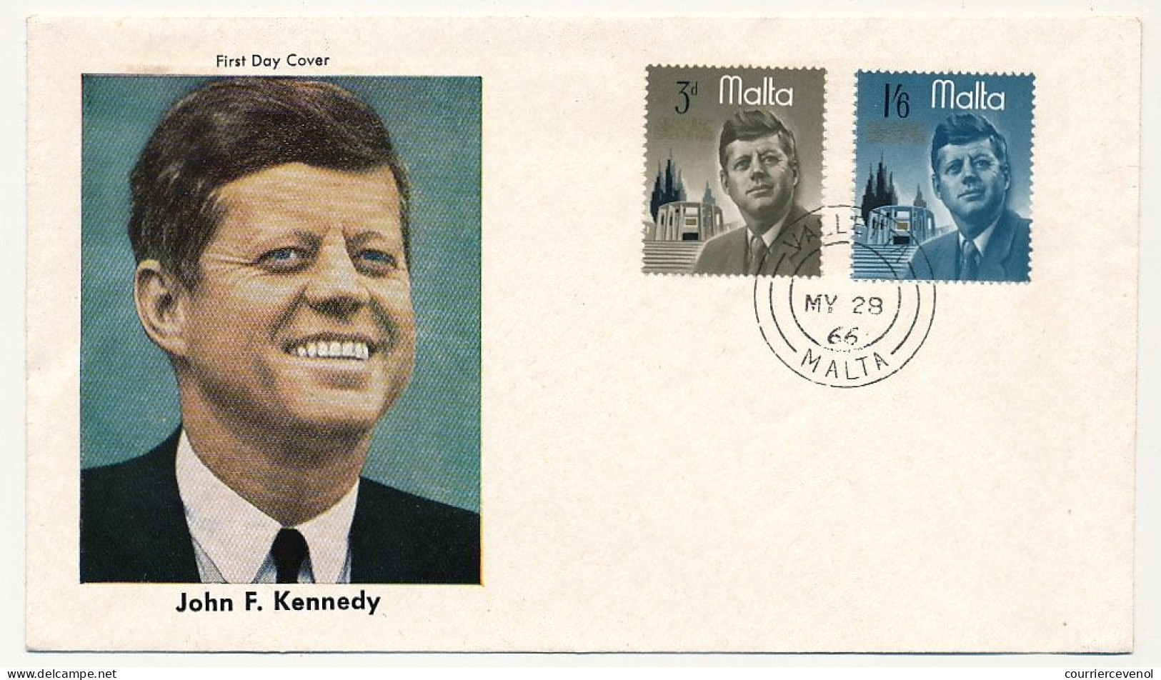 MALTE - FDC 2 Valeurs John F. Kennedy - 28 My 1966 - Kennedy (John F.)