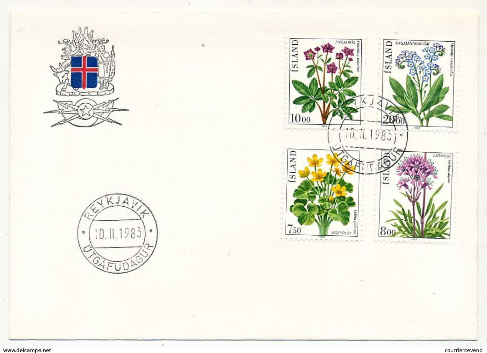 ISLANDE - FDC Série Fleurs 593-96 - 10/2/1983 - Reyjavik - FDC