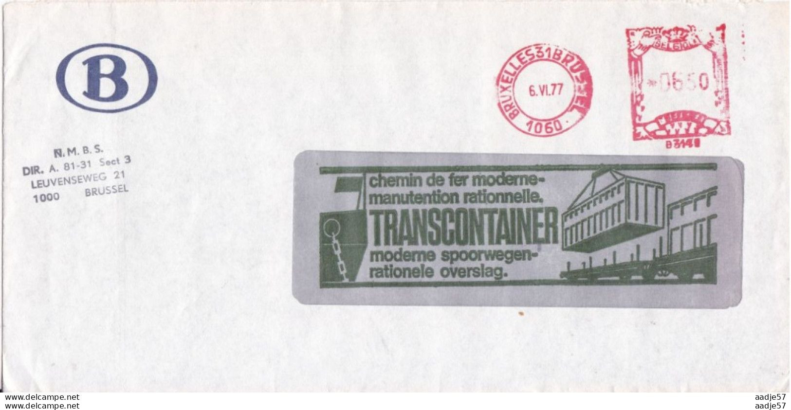 Belgie Belgique Belgium 1977 Cover Transcontainer Moderne Spoorwegen Rationele Overslag 1977 - Tramways