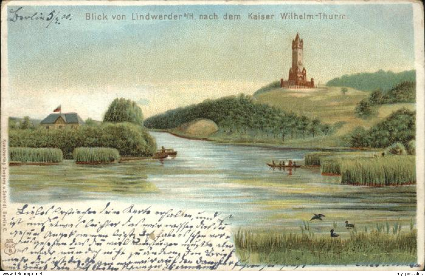 41394496 Lindwerder Kaiser-Wilhelm-Turm Kuenstlerkarte Lindwerder - Jessen