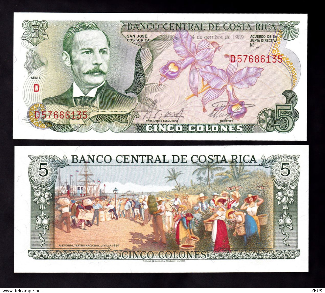 COSTA RICA 5 COLONES 1989 PIK 236D FDS - Costa Rica