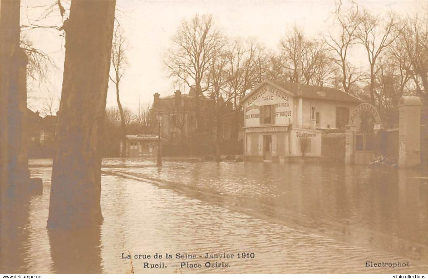 Rueil Malmaison       92       Inondation 1910.  Place Osiris . Restaurant  N° 16   (voir Scan) - Rueil Malmaison