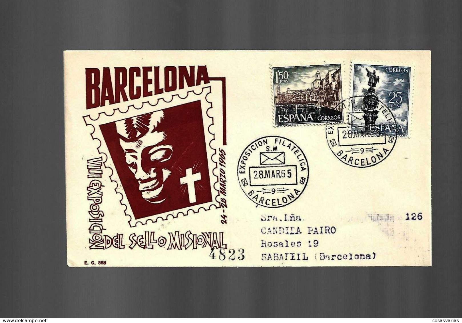 CERTIFICADO MATASELLO EXPOSICION SELLO MISIONAL BARCELONA SABADELL ENTERO MATASELLO ESPECIAL CONMEMORATIVO LETTRE COVER - Fogli Ricordo