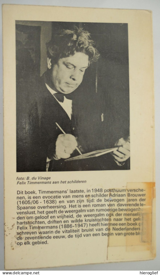 ADRIAAN BROUWER Door Felix Timmermans Lier Vlaams Schrijver / Marnix Pocket 56 - Literatura
