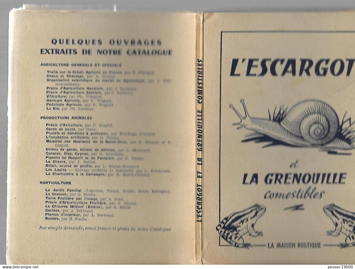 L’escargot Et La Grenouille Comestibles Félicien Lesourd Et Arsène Thévenot BR ABE édition La Maison Rustique 1955 - Picardie - Nord-Pas-de-Calais