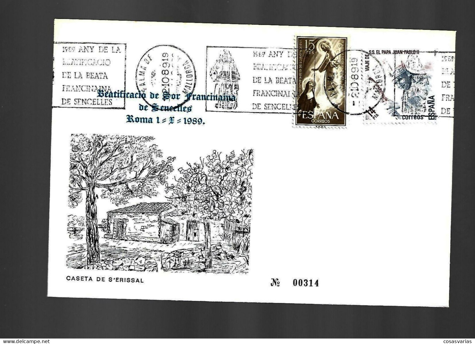 Beatificacion Beata Francinaina De Sencelles Palma De Mallorca 1989 MATASELLO ESPECIAL CONMEMORATIVO LETTRE COVER - Souvenirbögen