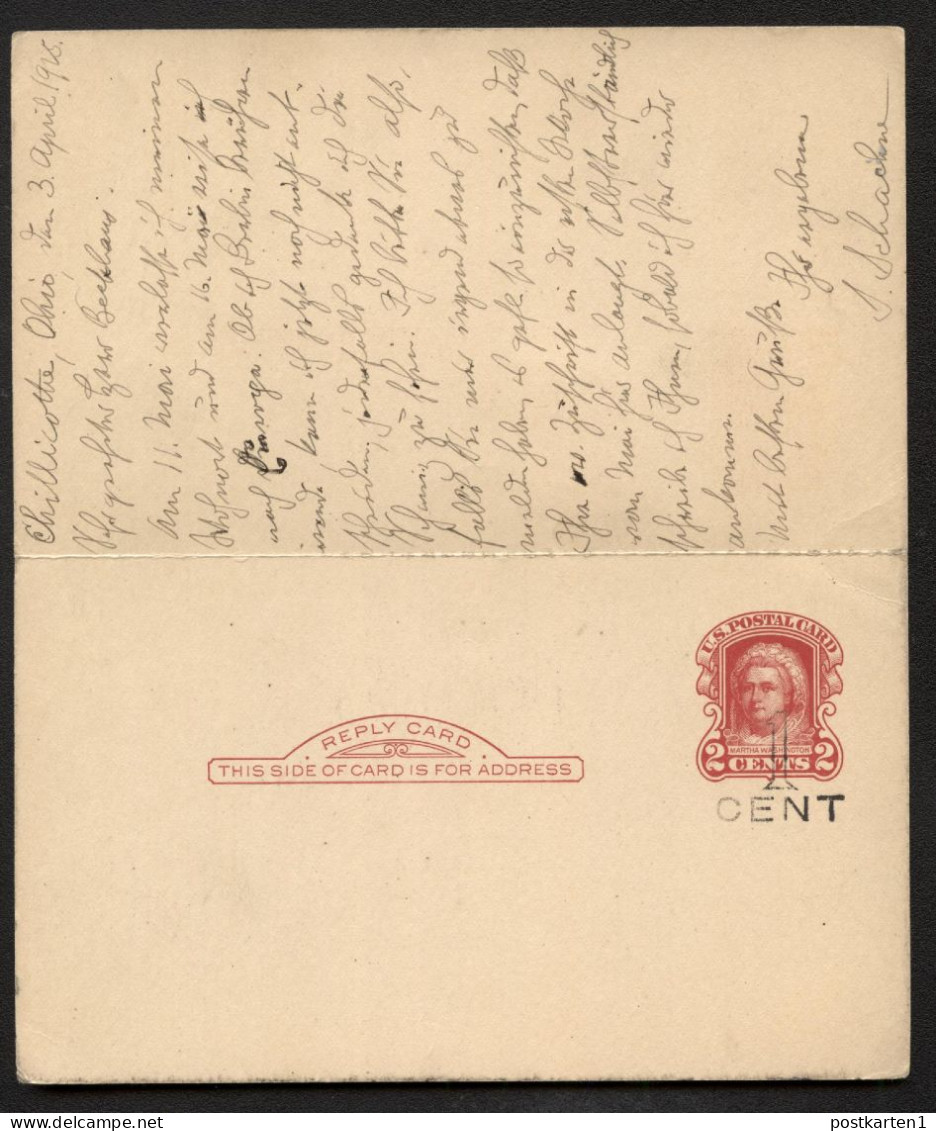 UY9-2 Postal Card With Reply BALTIMORE Chilicothe OH - GERMANY 1925 - 1901-20