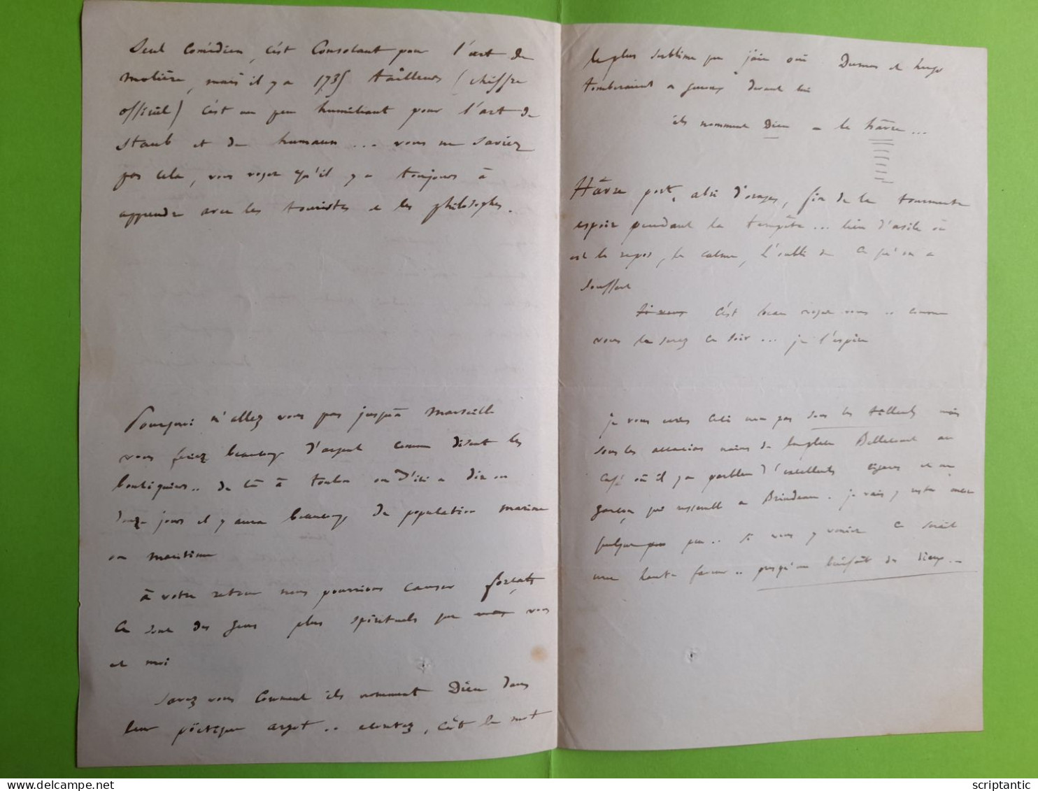 Longue Lettre Autographe Maurice ALHOY (1802-1856) JOURNALISTE - ECRIVAIN - LE FIGARO - Schrijvers