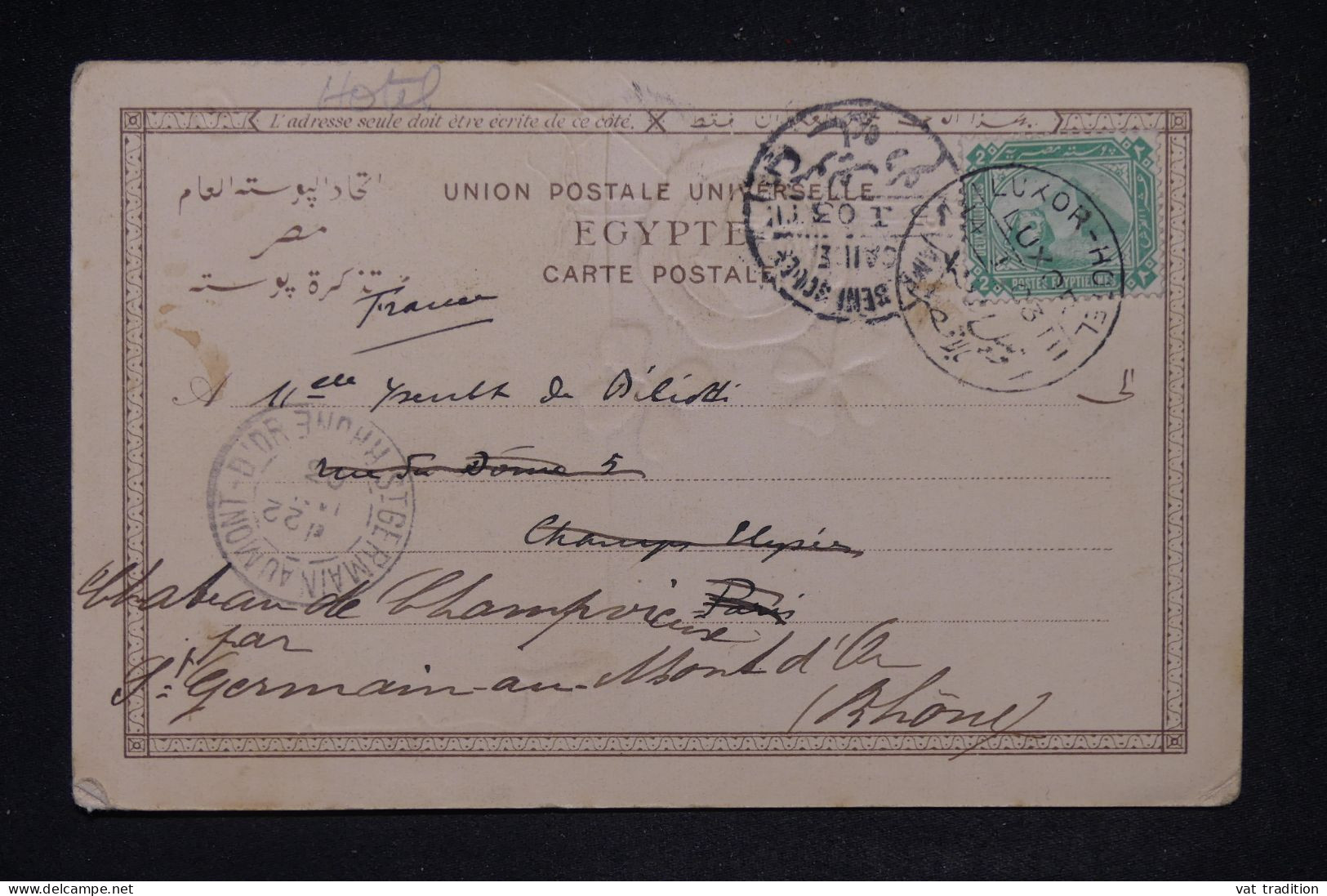 EGYPTE - Cachet à Date Du Louxor Hôtel Sur Carte Postale En 1903 Pour La France  - L 149575 - 1866-1914 Khédivat D'Égypte